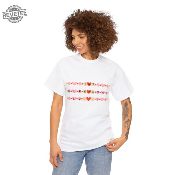 Tnt Taylor Swift Super Bowl Friendship Bracelet Unisex Cotton Tee Taylor Swift Super Bowl Outfit Taylor Swift And Travis Kelce Unique revetee 3