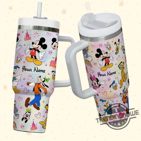 Custom Disney Friends Stanley Cup Personalized Disney 40Oz Colorful Tumbler With Handle Straw Disney Characters Tumbler Christmas Gift trendingnowe 4