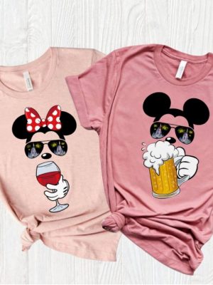 Mickey Beer Minnie Wine Front And Back Epcot Drinking Around The World Shirt Drinking Around The World Checklist Disney Couple Shirts Unique revetee 3