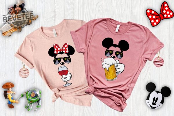 Mickey Beer Minnie Wine Front And Back Epcot Drinking Around The World Shirt Drinking Around The World Checklist Disney Couple Shirts Unique revetee 3