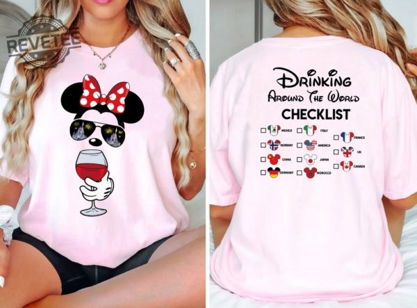 Mickey Beer Minnie Wine Front And Back Epcot Drinking Around The World Shirt Drinking Around The World Checklist Disney Couple Shirts Unique revetee 6