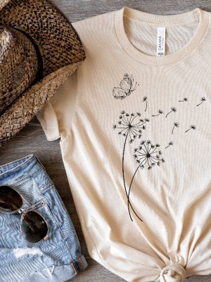 Dandelion Shirt Wild Flower Shirt Dandelion And Butterfly Shirt Inspirational Shirt Dandelion Gift Unique revetee 3