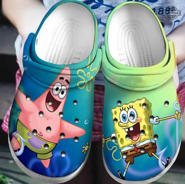 spongebob and patrick crocs patrick star and sponge bob squarepants slippers famous footwear cartoon movie characters clogs water shoes for mens womens laughinks 1