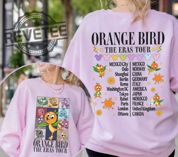 Orange Bird Epcot World Tour Shirt Orange Bird The Eras Tour Shirt Epcot Flowers And Garden Shirt Figment Dragon Disneyland Eras Tour Tee Unique revetee 1