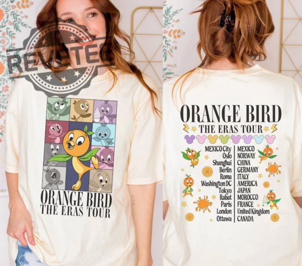 Orange Bird Epcot World Tour Shirt Orange Bird The Eras Tour Shirt Epcot Flowers And Garden Shirt Figment Dragon Disneyland Eras Tour Tee Unique revetee 2