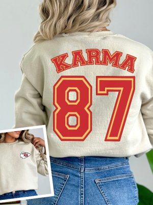 Karma 87 Taylor Swift And Travis Kelce Inspired Unisex Sweatshirt Swiftie Merch Casual Football Sweatshirt Unique revetee 3