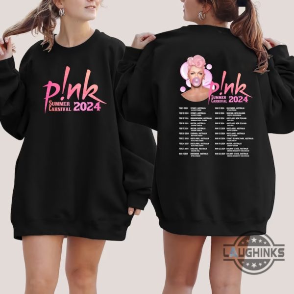 pink tour t shirt 2024 australia us uk pnk summer carnival trustfall album tee shirt sweatshirt hoodie mens womens pink singer music festival concert tshirt laughinks 3