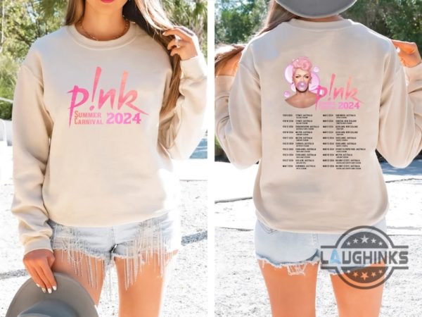 pink tour t shirt 2024 australia us uk pnk summer carnival trustfall album tee shirt sweatshirt hoodie mens womens pink singer music festival concert tshirt laughinks 6