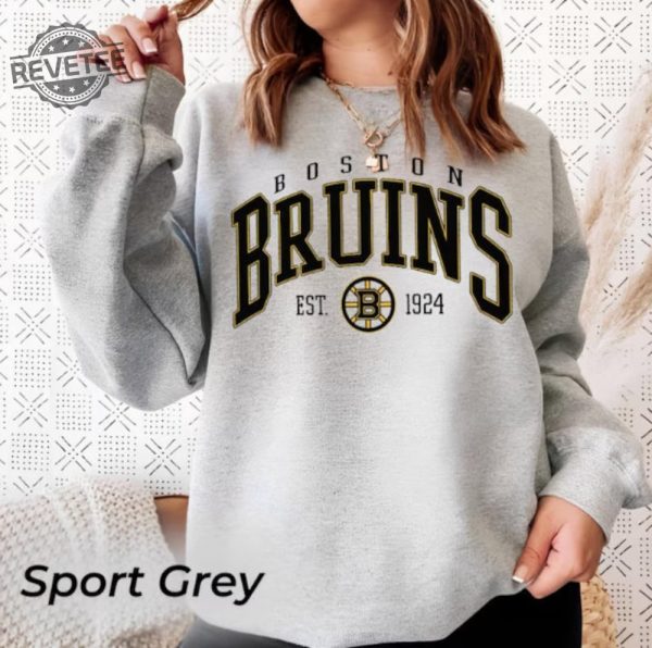 Vintage Boston Bruins Sweatshirt Bruins Tee Hockey Sweatshirt College Sweater Hockey Fan Shirt Boston Hockey Shirt Unique revetee 3