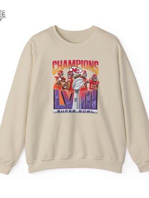 Womens Chiefs Super Bowl Champions Crewneck Sweatshirt Tan Super Bowl Sweatshirt Kansas City Chiefs Lviii Champs Chiefs Fan Gift Unique revetee 2