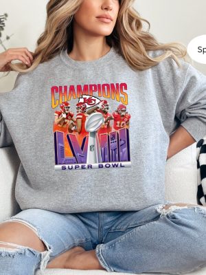 Womens Chiefs Super Bowl Champions Crewneck Sweatshirt Tan Super Bowl Sweatshirt Kansas City Chiefs Lviii Champs Chiefs Fan Gift Unique revetee 4