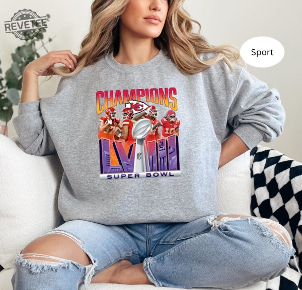 Womens Chiefs Super Bowl Champions Crewneck Sweatshirt Tan Super Bowl Sweatshirt Kansas City Chiefs Lviii Champs Chiefs Fan Gift Unique revetee 4