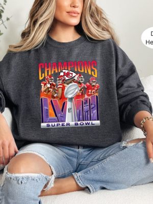 Womens Chiefs Super Bowl Champions Crewneck Sweatshirt Tan Super Bowl Sweatshirt Kansas City Chiefs Lviii Champs Chiefs Fan Gift Unique revetee 5