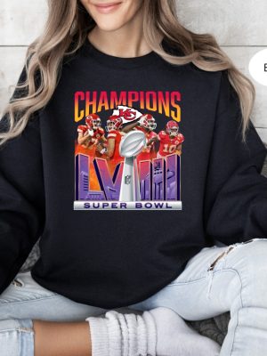 Womens Chiefs Super Bowl Champions Crewneck Sweatshirt Tan Super Bowl Sweatshirt Kansas City Chiefs Lviii Champs Chiefs Fan Gift Unique revetee 6