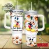 custom name everything is fine mickey mouse daisy flower pattern 40oz stainless steel tumbler with handle and straw lid personalized 40 oz travel stanley cup dupe laughinks 1