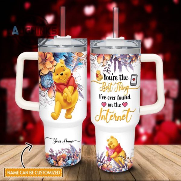 custom name winnie the pooh youre the best thing 40oz stainless steel tumbler with handle and straw lid personalized 40 oz travel stanley cup dupe laughinks 1