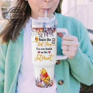 custom name winnie the pooh youre the best thing 40oz stainless steel tumbler with handle and straw lid personalized 40 oz travel stanley cup dupe laughinks 1 4