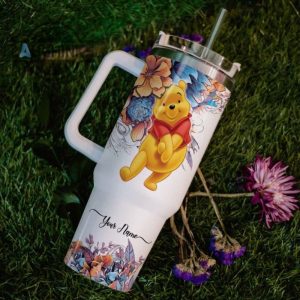 custom name winnie the pooh youre the best thing 40oz stainless steel tumbler with handle and straw lid personalized 40 oz travel stanley cup dupe laughinks 1 5