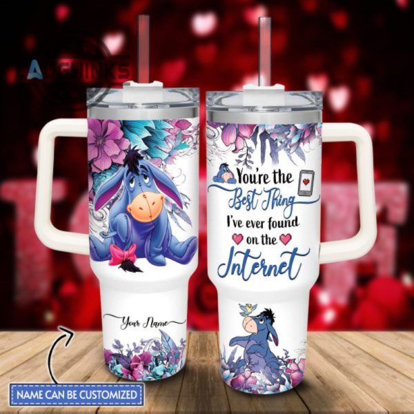 custom name eeyore youre the best thing 40oz stainless steel tumbler with handle and straw lid personalized 40 oz travel stanley cup dupe laughinks 1
