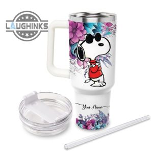 custom name snoopy youre the best thing 40oz stainless steel tumbler with handle and straw lid personalized 40 oz travel stanley cup dupe laughinks 1 1