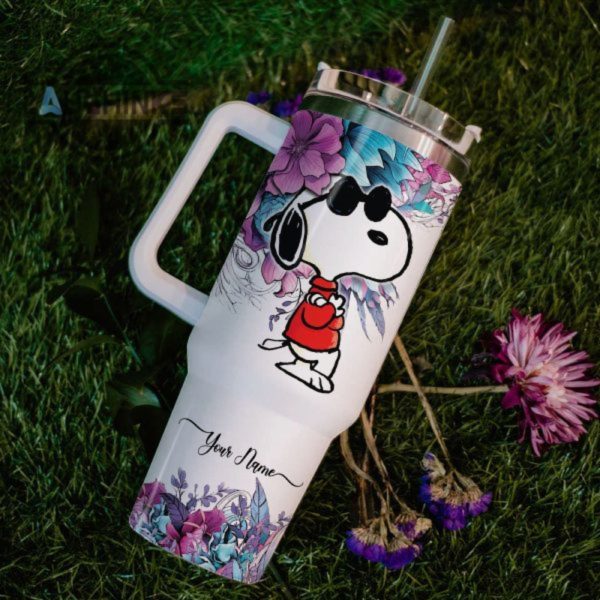 custom name snoopy youre the best thing 40oz stainless steel tumbler with handle and straw lid personalized 40 oz travel stanley cup dupe laughinks 1 5