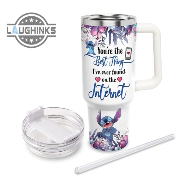 custom name stitch youre the best thing 40oz stainless steel tumbler with handle and straw lid personalized 40 oz travel stanley cup dupe laughinks 1 2