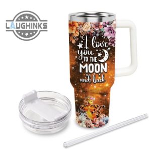 custom name tigger i love you to the moon back 40oz stainless steel tumbler with handle and straw lid personalized 40 oz travel stanley cup dupe laughinks 1 2