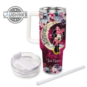 custom name minnie mouse i love you to the moon back 40oz stainless steel tumbler with handle and straw lid personalized 40 oz travel stanley cup dupe laughinks 1 1