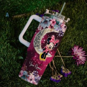custom name minnie mouse i love you to the moon back 40oz stainless steel tumbler with handle and straw lid personalized 40 oz travel stanley cup dupe laughinks 1 5