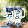 custom name im the psychotic lions girl flower pattern 40oz stainless steel tumbler with handle and straw lid personalized 40 oz travel stanley cup dupe laughinks 1