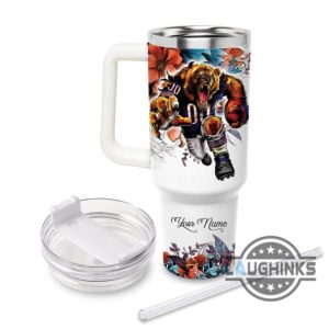custom name just a girl loves bears mascot flower pattern 40oz stainless steel tumbler with handle and straw lid personalized 40 oz travel stanley cup dupe laughinks 1 1