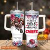 custom name just a girl loves kc chiefs mascot flower pattern 40oz stainless steel tumbler with handle and straw lid personalized 40 oz travel stanley cup dupe laughinks 1