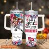 custom name just a girl loves buckeyes mascot flower pattern 40oz stainless steel tumbler with handle and straw lid personalized 40 oz travel stanley cup dupe laughinks 1