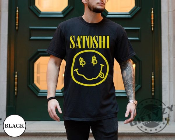 Satoshi Nirvana Smiley Face Shirt Satoshi Nakamoto Tshirt Kurt Cobain Hoodie Bitcoin Nirvana Sweatshirt Unisex Garment Shirt giftyzy 1