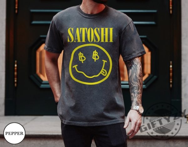 Satoshi Nirvana Smiley Face Shirt Satoshi Nakamoto Tshirt Kurt Cobain Hoodie Bitcoin Nirvana Sweatshirt Unisex Garment Shirt giftyzy 2