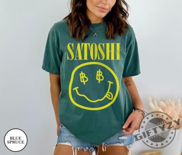 Satoshi Nirvana Smiley Face Shirt Satoshi Nakamoto Tshirt Kurt Cobain Hoodie Bitcoin Nirvana Sweatshirt Unisex Garment Shirt giftyzy 4
