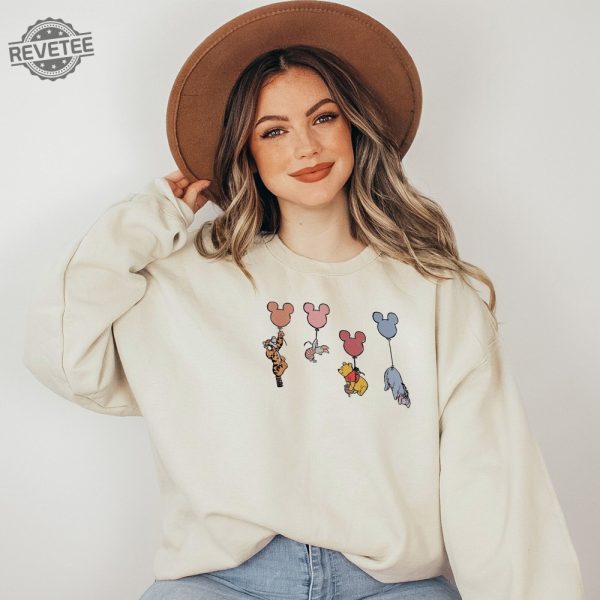 Disney Balloon Sweatshirt Classic Cartoon Character Crewneck Disney Springs Balloon Disney Springs Hot Air Balloon Unique revetee 1