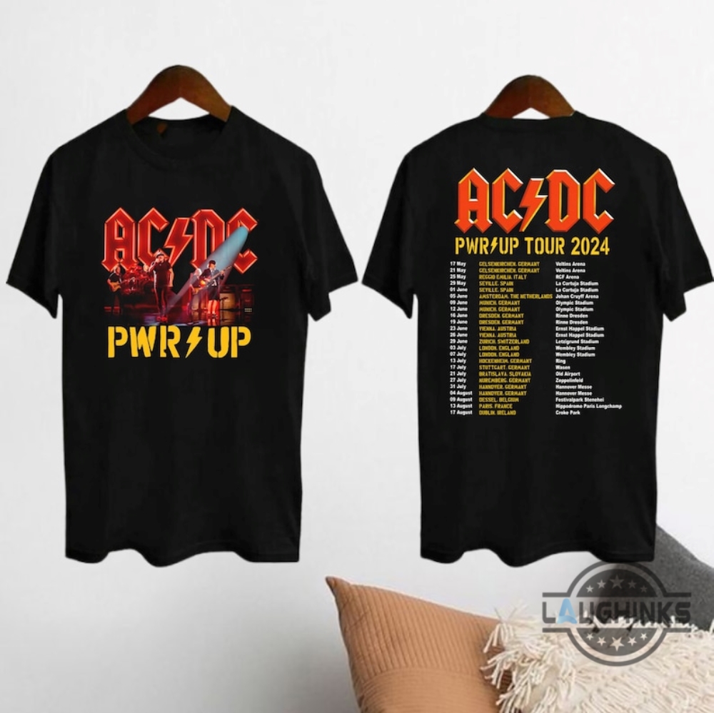 Acdc Tshirt Sweatshirt Hoodie Mens Womens 2 Sided 2024 Acdc Pwr Up World Tour Shirts Rock Band Acdc Graphic Tee 90S Vintage Power Up Concert Gift