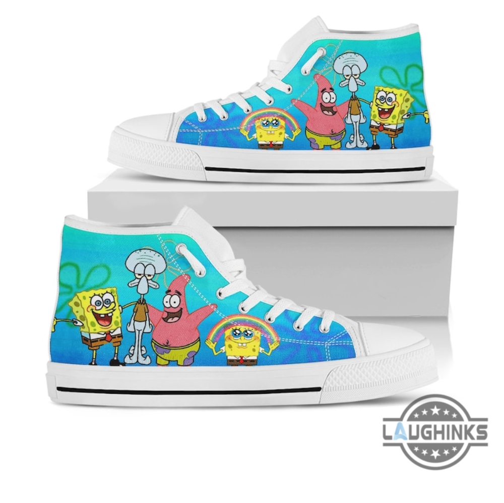 Sponge Bob Shoes Custom Spongebob Squarepants High Top Sneakers Patrick Star Movie Cartoon Fan Converse Style Hightop Mens Womens Footwear