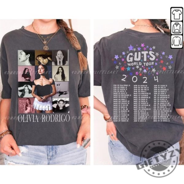 Vintage Oliviarodrigo Album 2024 Merch Olivia Guts Tour 2024 Sweatshirt Unisex Tshirt Trendy Hoodie Olivia Guts Tour 2024 2 Side Shirt giftyzy 1