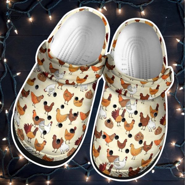 chicken funny crocs shoes clogs farm loves chicken outdoor crocs shoes clogs gift for chicken lovers funny famous footwear slippers laughinks 1 1