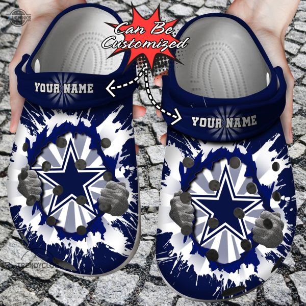 football crocs personalized d.cowboys hands ripping light clog shoes funny famous footwear slippers laughinks 1