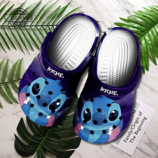 stitch custom name purple crocs crocband clog comfortable water shoes funny famous footwear slippers laughinks 1