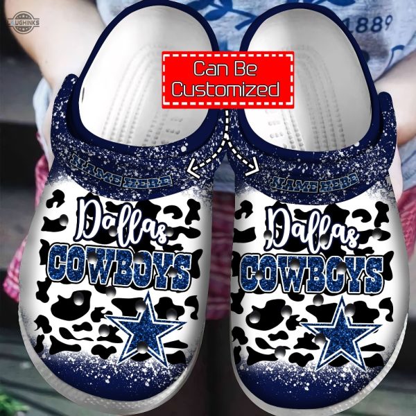 personalized national football crocs d.cowboys leopard spirit crocband clog funny famous footwear slippers laughinks 1