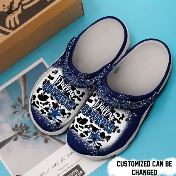 personalized national football crocs d.cowboys leopard spirit crocband clog funny famous footwear slippers laughinks 1 1