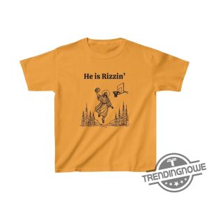 Kids He Is Rizzen Shirt He Is Risen Funny Easter Kid Shirt Of Jesus Playing Basketball Weirdcore Clothing That Go Hard Shirt trendingnowe 4