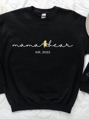 Personalized Mama Bear Winnie The Pooh Sweatshirt Mama Est With Kid Name On Sleeve Personalized Mom Sweatshirt revetee 2