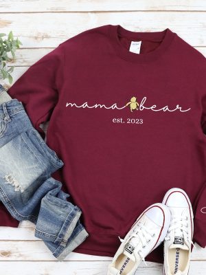 Personalized Mama Bear Winnie The Pooh Sweatshirt Mama Est With Kid Name On Sleeve Personalized Mom Sweatshirt revetee 3