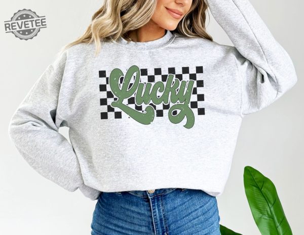 Lucky Crewneck Sweatshirt Retro St Pattys Sweatshirt Womens St Patricks Day Sweatshirt Shamrock Sweatshirt St Patricks Day Outfit revetee 2