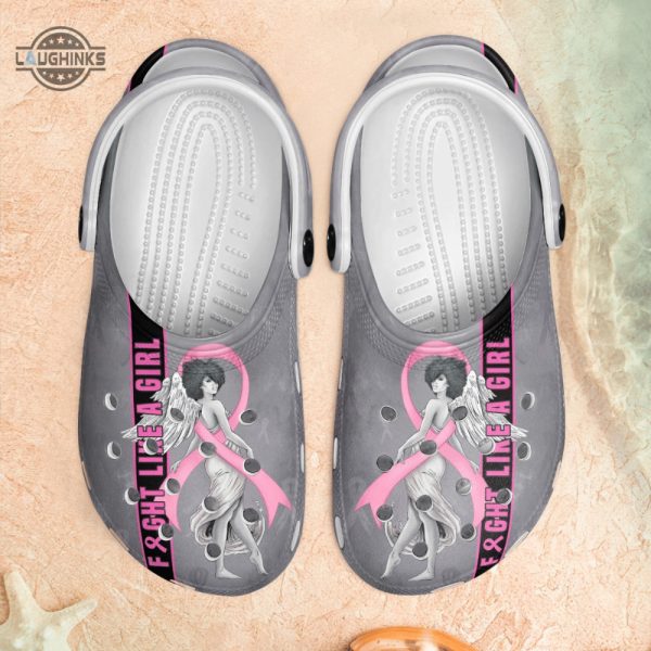 breast cancer awareness girl queen art crocs funny famous footwear slippers